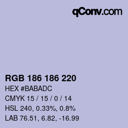 Color code: RGB 186 186 220 | qconv.com