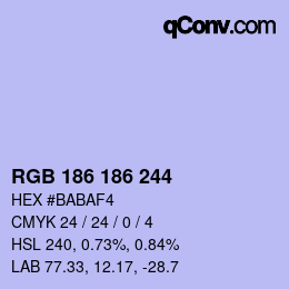 Color code: RGB 186 186 244 | qconv.com