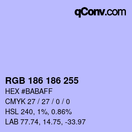Color code: RGB 186 186 255 | qconv.com