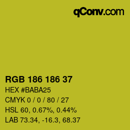 Color code: RGB 186 186 37 | qconv.com