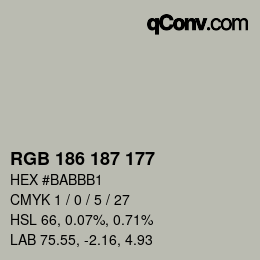 Color code: RGB 186 187 177 | qconv.com