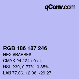 Color code: RGB 186 187 246 | qconv.com