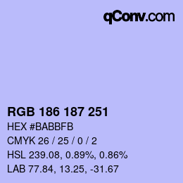 Color code: RGB 186 187 251 | qconv.com