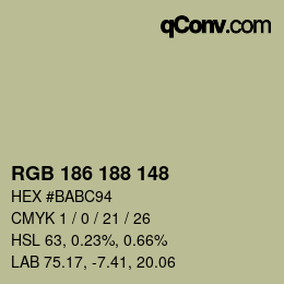 Color code: RGB 186 188 148 | qconv.com