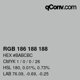 Código de color: RGB 186 188 188 | qconv.com