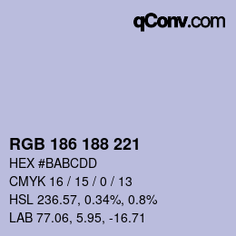 Color code: RGB 186 188 221 | qconv.com