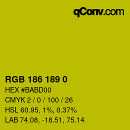 Color code: RGB 186 189 0 | qconv.com