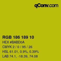 Color code: RGB 186 189 10 | qconv.com