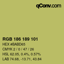 Color code: RGB 186 189 101 | qconv.com