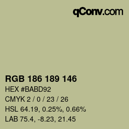 カラーコード: RGB 186 189 146 | qconv.com