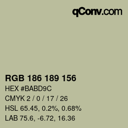 Farbcode: RGB 186 189 156 | qconv.com