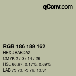 Color code: RGB 186 189 162 | qconv.com