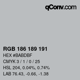 颜色代码: RGB 186 189 191 | qconv.com