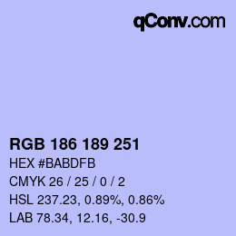Color code: RGB 186 189 251 | qconv.com