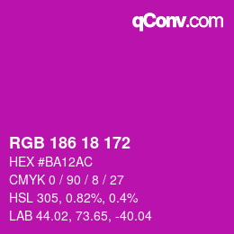 Color code: RGB 186 18 172 | qconv.com