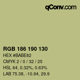 カラーコード: RGB 186 190 130 | qconv.com