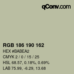 Color code: RGB 186 190 162 | qconv.com