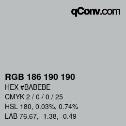 颜色代码: RGB 186 190 190 | qconv.com