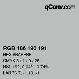 Color code: RGB 186 190 191 | qconv.com