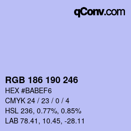 Color code: RGB 186 190 246 | qconv.com