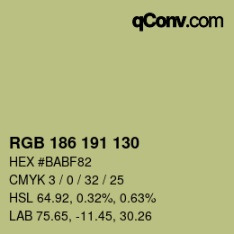 Código de color: RGB 186 191 130 | qconv.com