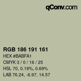 Color code: RGB 186 191 161 | qconv.com
