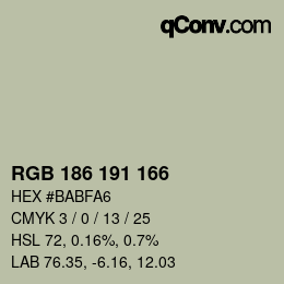 カラーコード: RGB 186 191 166 | qconv.com
