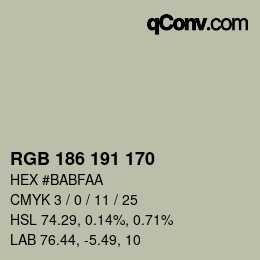 Color code: RGB 186 191 170 | qconv.com