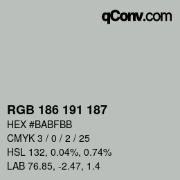 Color code: RGB 186 191 187 | qconv.com