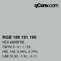 Color code: RGB 186 191 190 | qconv.com
