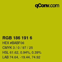 Color code: RGB 186 191 6 | qconv.com