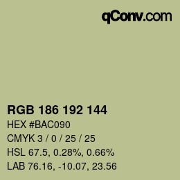カラーコード: RGB 186 192 144 | qconv.com
