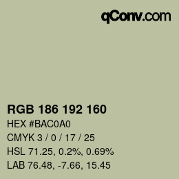 Color code: RGB 186 192 160 | qconv.com