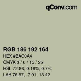 Color code: RGB 186 192 164 | qconv.com
