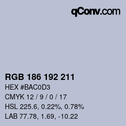 Color code: RGB 186 192 211 | qconv.com