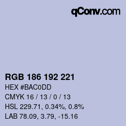 カラーコード: RGB 186 192 221 | qconv.com