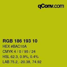 Color code: RGB 186 193 10 | qconv.com