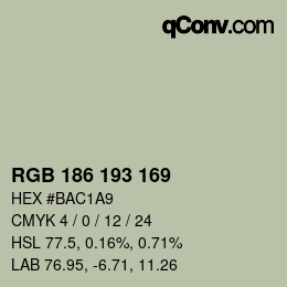 カラーコード: RGB 186 193 169 | qconv.com