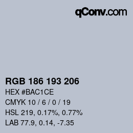 Código de color: RGB 186 193 206 | qconv.com