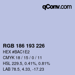 カラーコード: RGB 186 193 226 | qconv.com