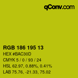 カラーコード: RGB 186 195 13 | qconv.com