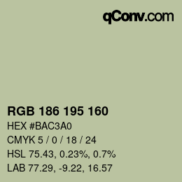Color code: RGB 186 195 160 | qconv.com