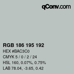 Código de color: RGB 186 195 192 | qconv.com