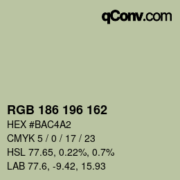 Color code: RGB 186 196 162 | qconv.com