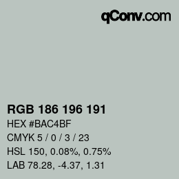Color code: RGB 186 196 191 | qconv.com