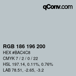 Farbcode: RGB 186 196 200 | qconv.com