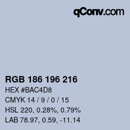 颜色代码: RGB 186 196 216 | qconv.com