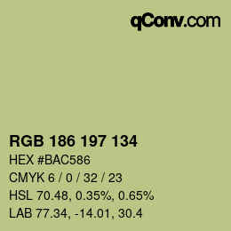 Color code: RGB 186 197 134 | qconv.com