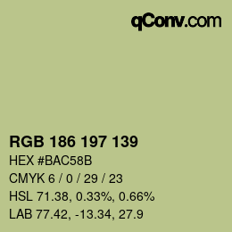 カラーコード: RGB 186 197 139 | qconv.com