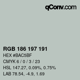 Color code: RGB 186 197 191 | qconv.com